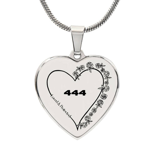 444 Engraved Angel Number Necklace Loved & Protected Gift for Daughter, Mother, Friend, Loved One
