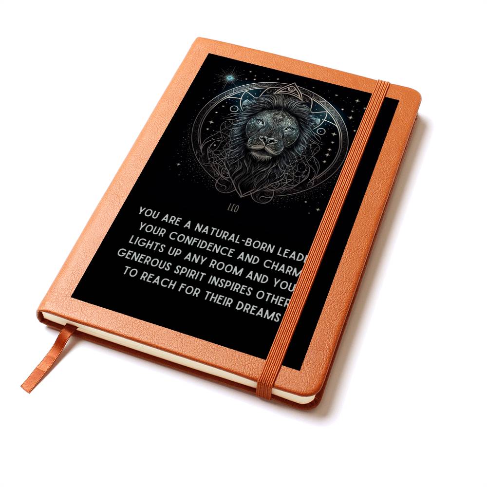 Vegan Leather Journal - Leo - Perfect Gift for Mom, Dad, Daughter, Friend - Horoscope, Star Sign