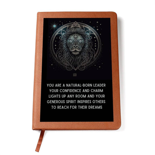 Vegan Leather Journal - Leo - Perfect Gift for Mom, Dad, Daughter, Friend - Horoscope, Star Sign