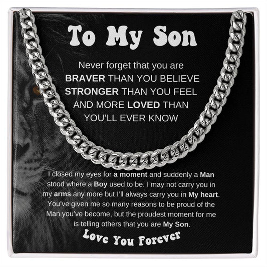 To My Son Gift from Mom or Dad Cuban Link Chain Birthday Christmas or Just Because
