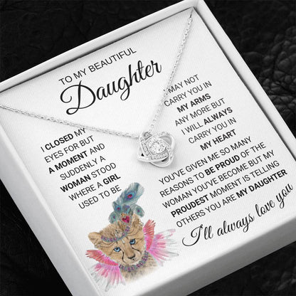 To My Daughter Necklace Lion From Mom or Dad Birthday Christmas Graduation or Just Because