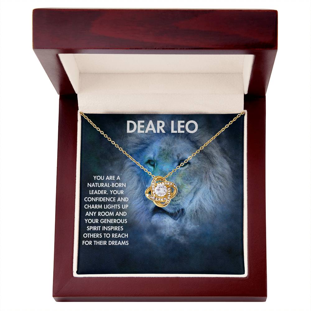 Love Knot Necklace - Dear Leo - Astrological Sign - Gift for Wife, Mother, Daughter, Friend or For Yourself