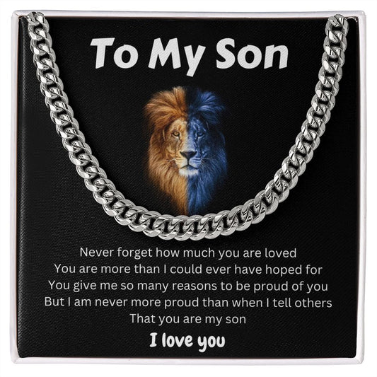 Cuban Link Chain Necklace | Son | Bonus Son | Step Son | Son in Law | Birthday | Graduation | Lion