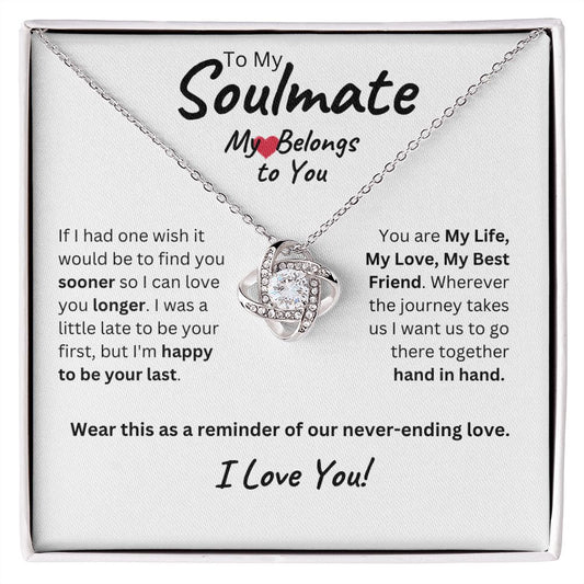 Love Knot Necklace | Soulmate | Wife | Girlfriend | Lover | Heart Belongs to You | Birthday | Anniversary