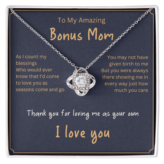 Love Knot Necklace | Bonus Mom | Birthday | Gift | Message Card Necklace | Step Mom