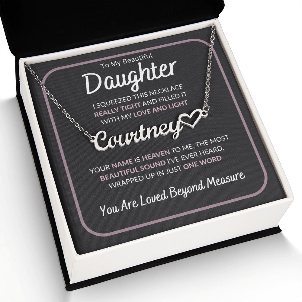 Name Necklace + Heart | To My Daughter Gift | From Mom | From Dad | Birthday | Graduation