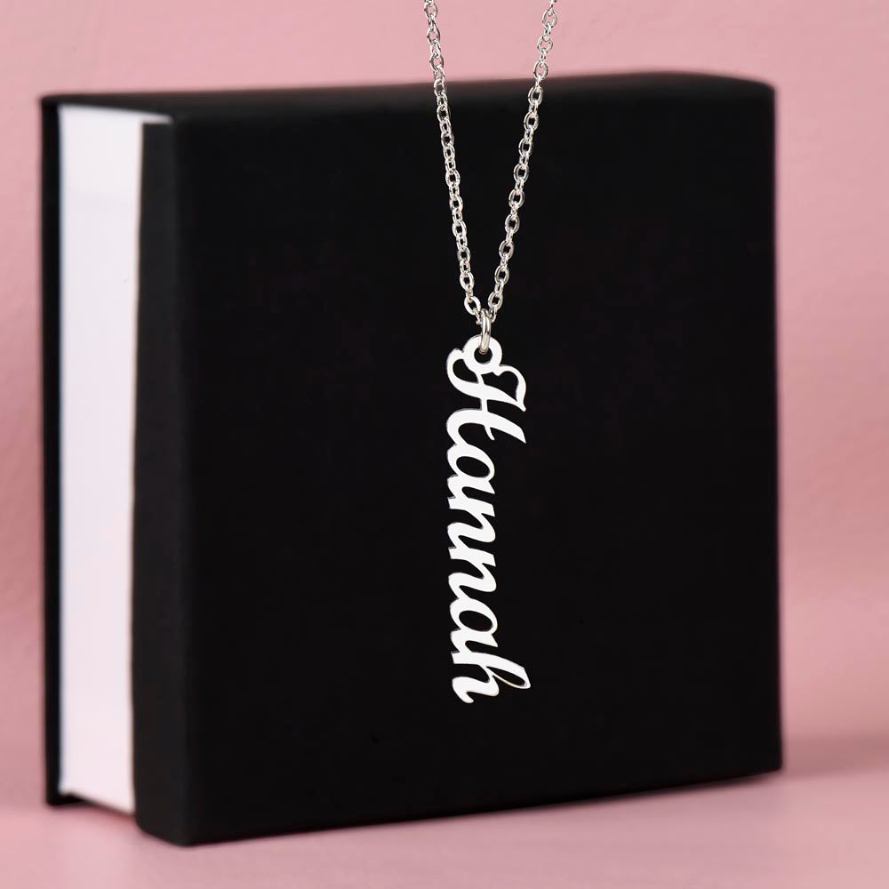 Vertical Name Necklace | Gift to Daughter | From Mom | From Dad | Birthday | Graduation