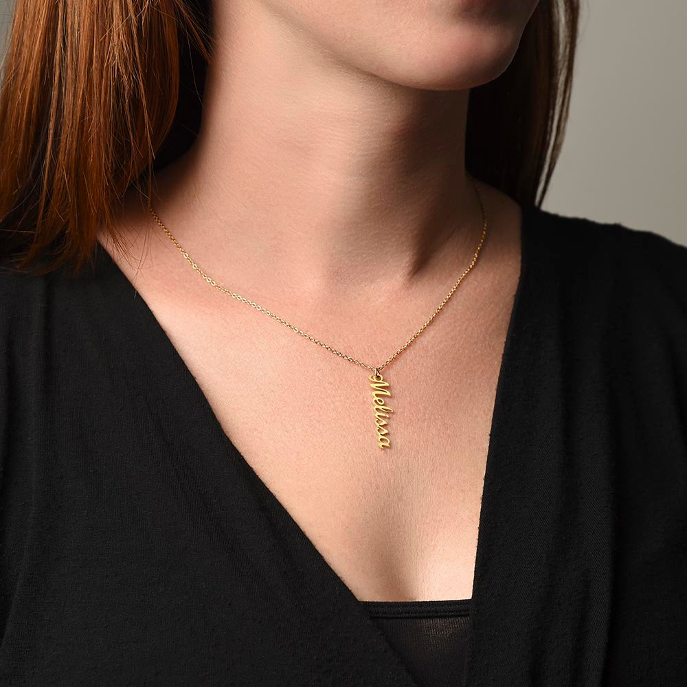 Vertical Name Necklace | Gift to Daughter | From Mom | From Dad | Birthday | Graduation