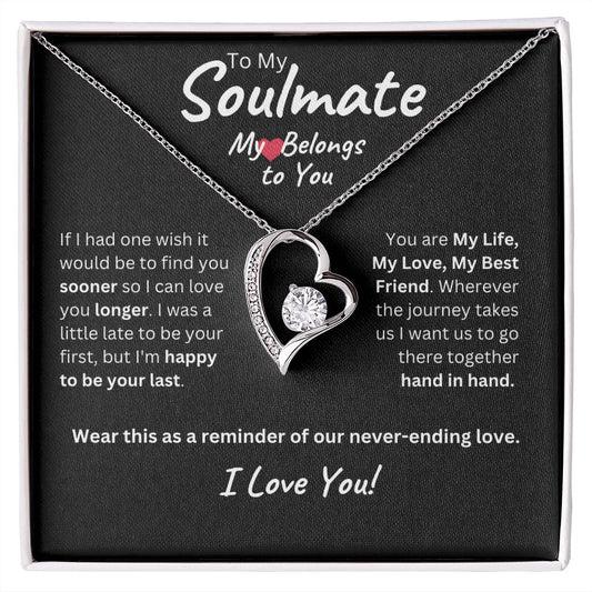 Forever Love Necklace | Soulmate | Wife | Girlfriend | Lover | Heart Belongs to You | Birthday | Anniversary